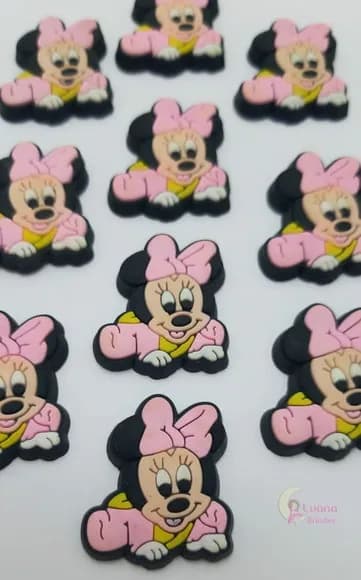 Aplique Minnie Baby de Borracha -2,7cm - Pct C/6 Unid