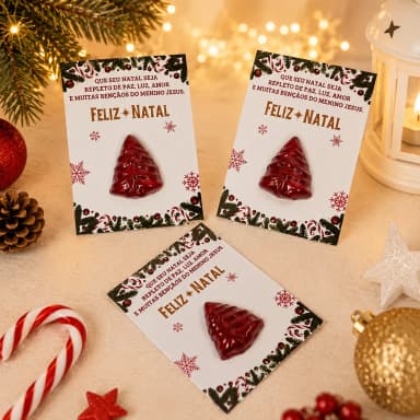 50 unidades Mini Sabonete Árvore - Pinheiro de Natal no Card - Mimo de Natal (vermelho)