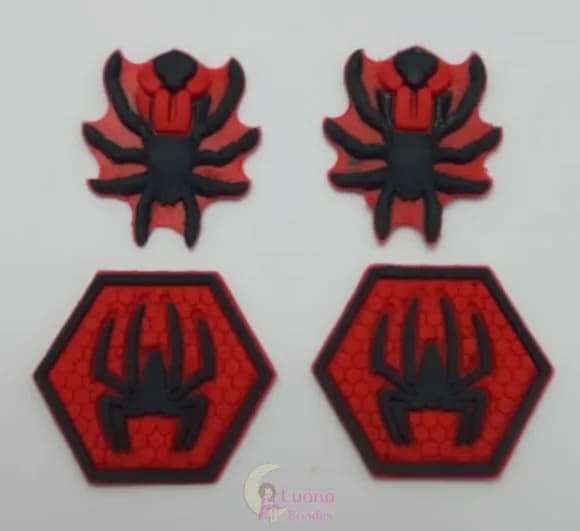 Apliques Símbolos Homem Aranha de Borracha - Pct C/6 Unid