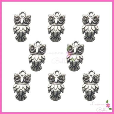 Pingente de Coruja de Metal Prata - pct c/10 unid