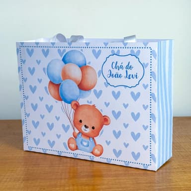 PEGUE E MONTE - Sacolinhas Personalizadas URSINHO AZUL - Decoração de Festa | Lembrancinhas | Aniversário | Personalizados