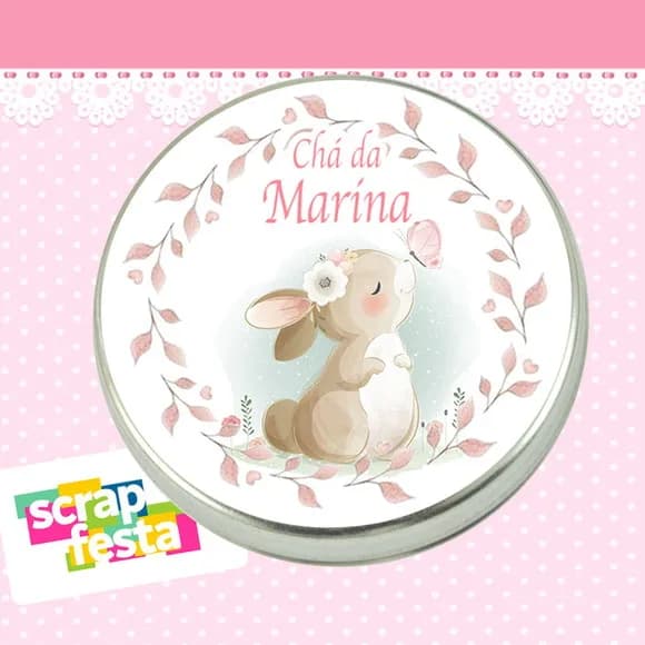 Latinha Personalizada Chá De Bebê Menina Coelho Cute