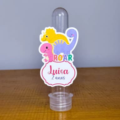 Apliques para Tubetes Personalizados DINOSSAURO MENINA - Decoração de Festa | Lembrancinhas | Aniversário | Personalizados
