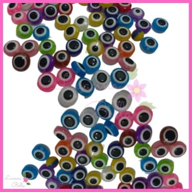 Olho Grego Colorido de acrílico 10mm - Pct c/50 unidades
