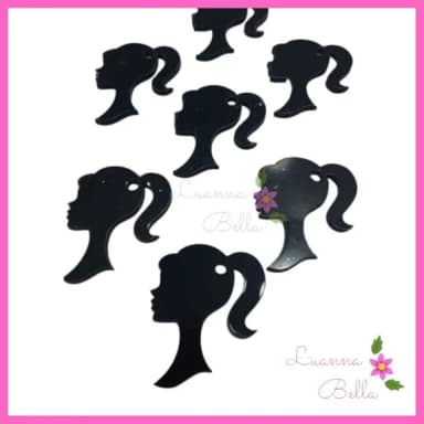 Pingente da Barbie de Acrílico Preto- Pct c/6 unds