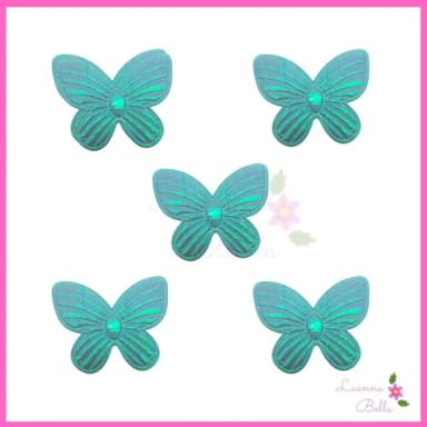 Aplique Borboleta azul em tecido - Pct c/10 unds