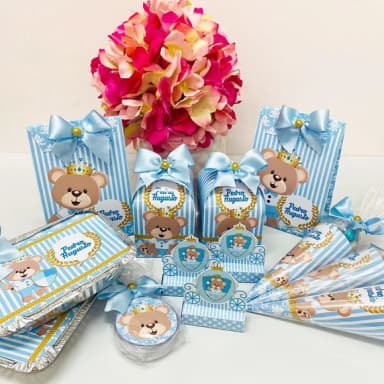 Kit Festa Ursinho Príncipe Realeza - 50 Peças