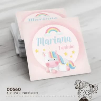 Adesivo Quadrado Unicórnio - 00560