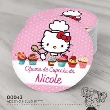 Adesivo Redondo Hello Kitty - 00043