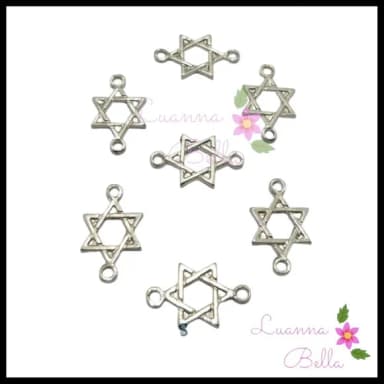 Pingente de Metal Prata Estrela de Davi -Pct c/10unids