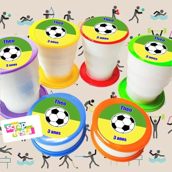 Copo Retrátil Personalizado Festa Futebol