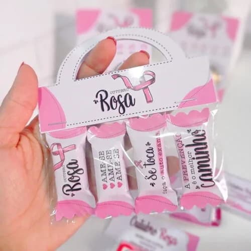 Balas Personalizadas no Saquinho com Lapela Outubro Rosa