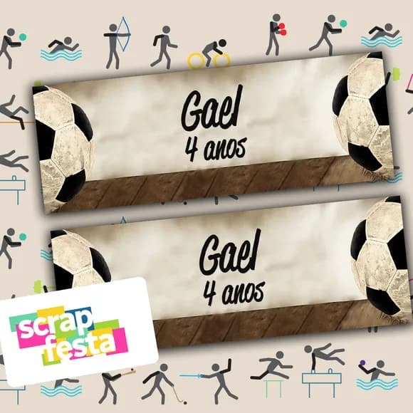 Adesivo Personalizado Retangular 11x4 Festa Futebol