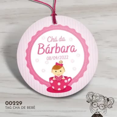 Tag Redonda Chá de Bebê Rosa - 00229