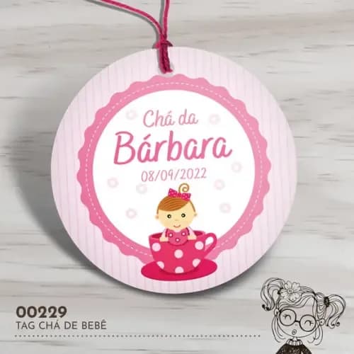 Tag Redonda Chá de Bebê Rosa - 00229