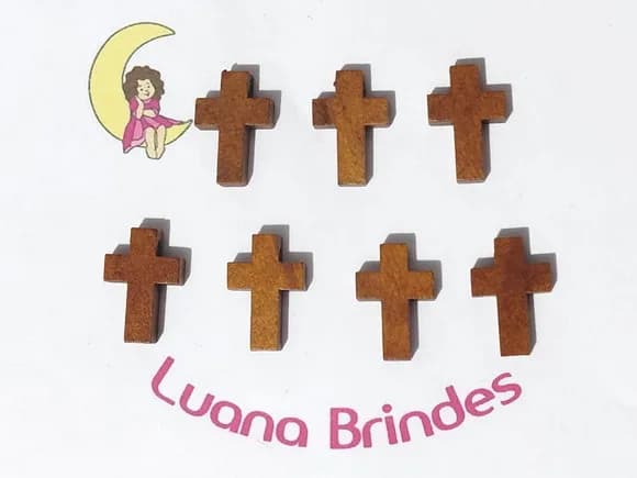 Cruz de Madeira 2,2cm Marrom C/furo Passante - 10 Unidades