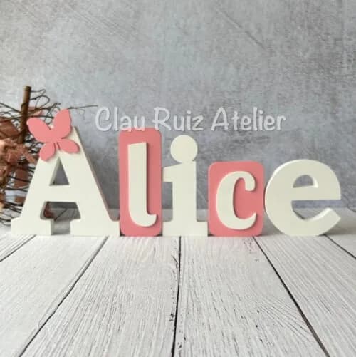 Blocos Nome Borboleta Decoração de Quarto de Bebê e Infantil