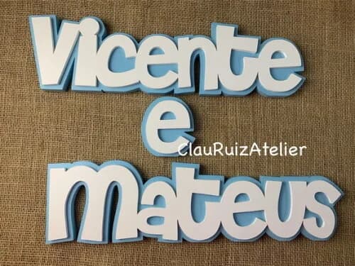 Nomes em mdf - Sobreposição Parede