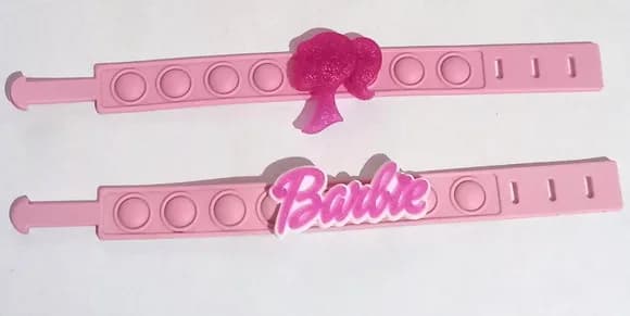 Pulseira Silhueta Barbie e Nome Variados Emborrachado