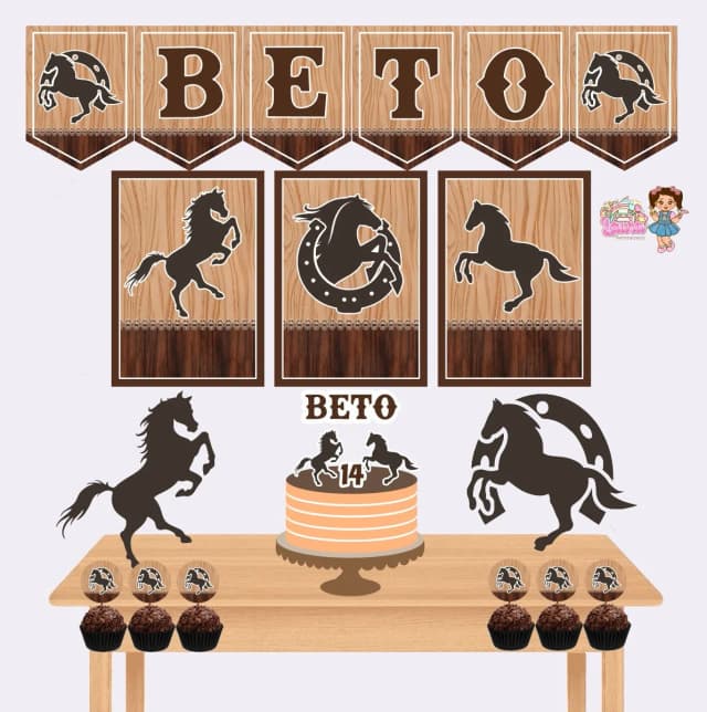 Kit Festa Só Um Bolinho CAVALO - Decoração de Festa