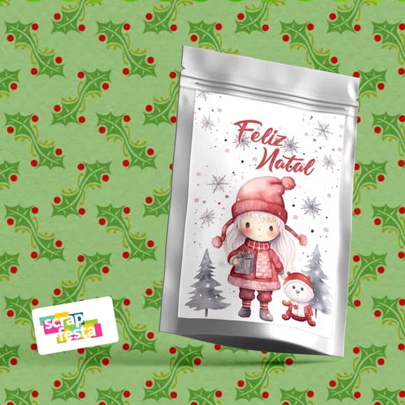 Saquinho Metalizado P 10x15 Personalizado Festa Natal
