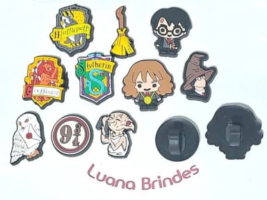 Pins para Cadarço Harry Potter Emborrachando 10 Unidades