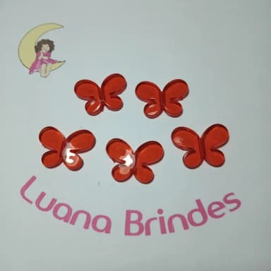 Borboleta Acrilico Passante Vermelha 2,3cm 20 Unidade