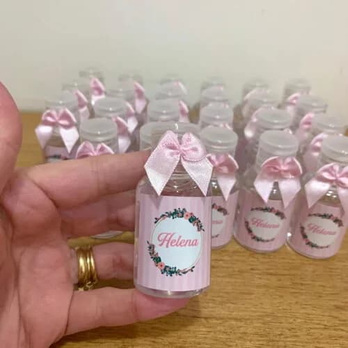 Álcool Gel 70% Lembrancinha Maternidade Rosa