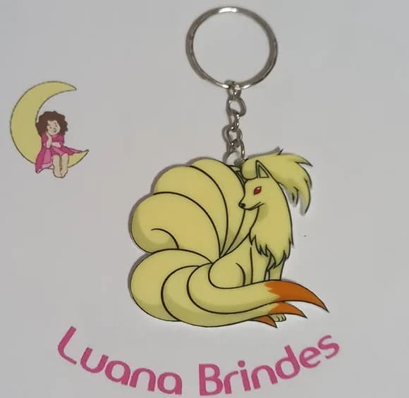 Chaveiro Pokémon Ninetales Acrilico Uv- 3 Unidades