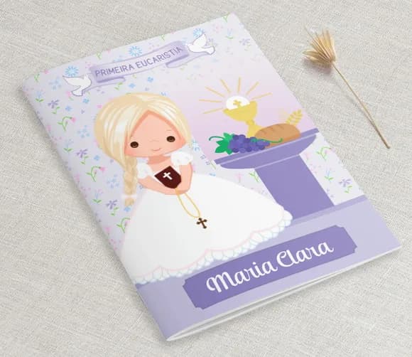 Lembrança Primeira Comunhão Livro De Orações - Cálice Lilás