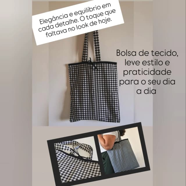 Bolsa em tecido estilo Ecobag - Xadrez