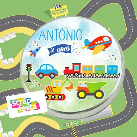 Latinhas Lembrancinhas Meios de Transporte Aquarela