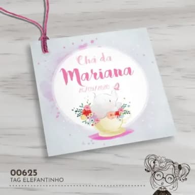 Tag Quadrada Elefantinho - 00625