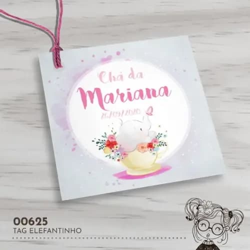 Tag Quadrada Elefantinho - 00625