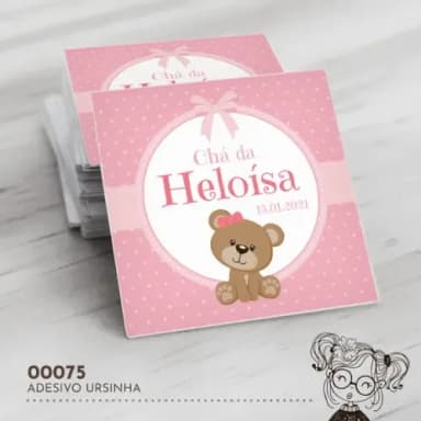 Adesivo Quadrado Ursinha - 00075