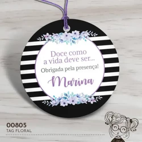 Tag Redonda Floral - 00805