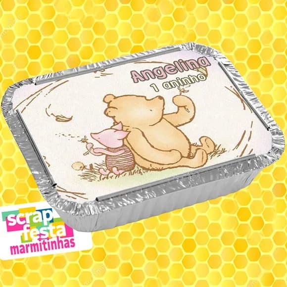 Marmitinha Personalizada Festa Ursinho Pooh Vintage