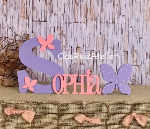 Jardim Encantado -decoração Bebê Nome em mdf + Borboleta