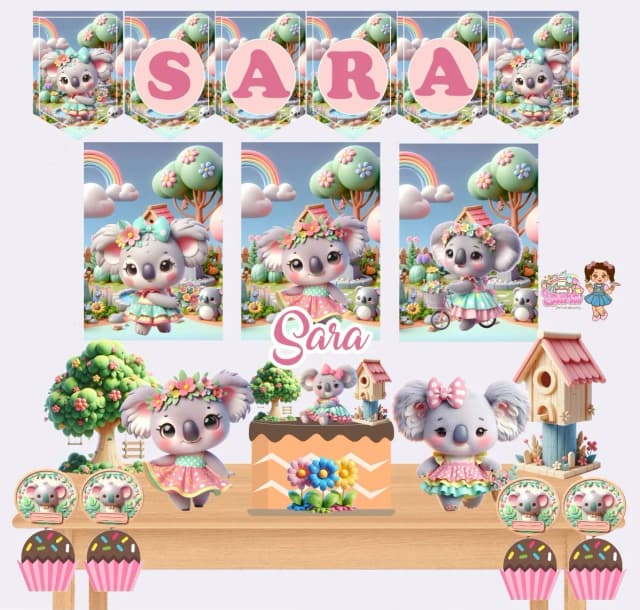 Kit Festa Só Um Bolinho JARDIM DAS COALAS - Decoração de Festa