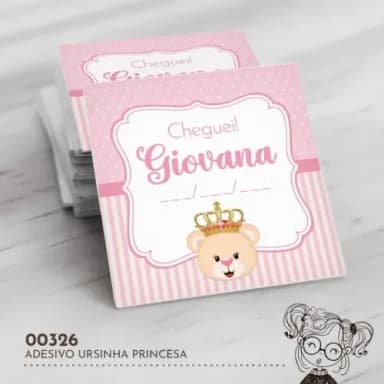 Adesivo Quadrado Ursinha Princesa - 00326