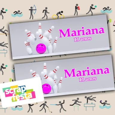 Adesivo Personalizado Retangular 11x4 Festa Boliche