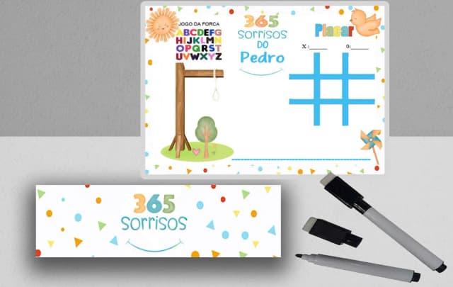 Lembrancinhas 365 Sorrisos Jogo da Velha e Forca Personalizada