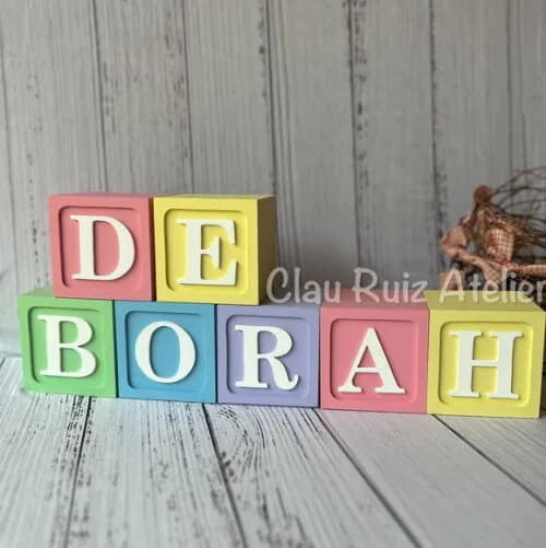 Candy Colors - Cubos 8x8cm Decoração Bebê - Cubos Ts
