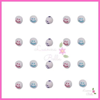 Missangas bolinhas c/carinha sorridente -Pct c/100unds