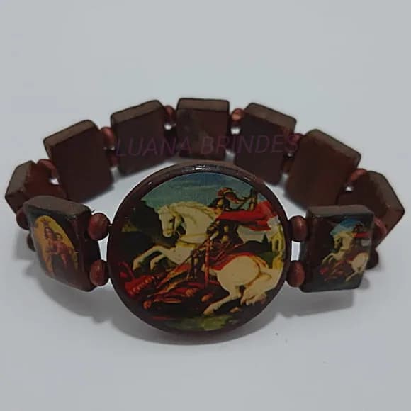 Pulseira dos Santos de madeira c/elástico - 1 unidade