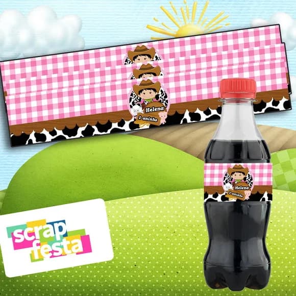 Adesivo Personalizado Rótulo Mini Coca 19,5 x 3,5 Fazendinha