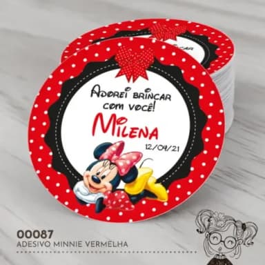 Adesivo Redondo Minnie - 00087