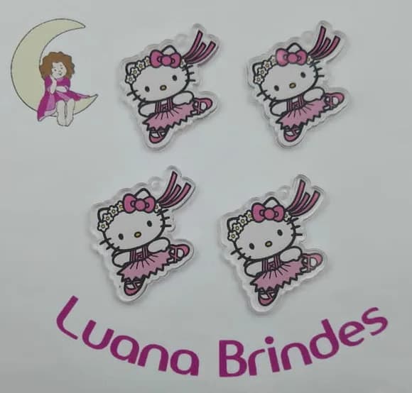 Ping Hello Kitty Bailarina de Acrílico Adesivado-pct c/ 5un
