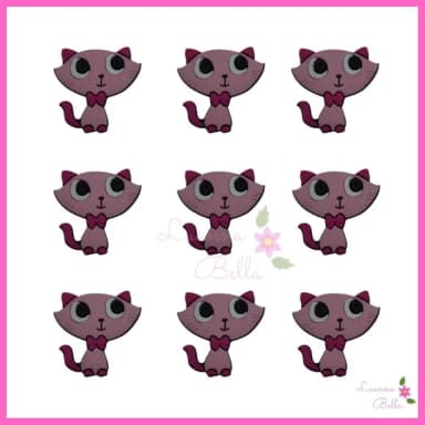 Aplique Gatinha Emborrachado - Pct c/7unds