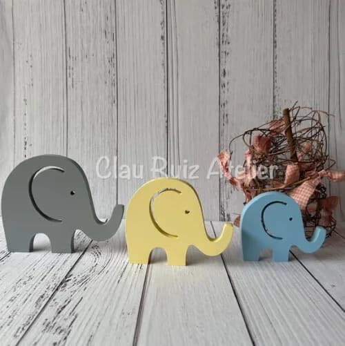 Trio de Elefantes de Mesa Decoração Bebê